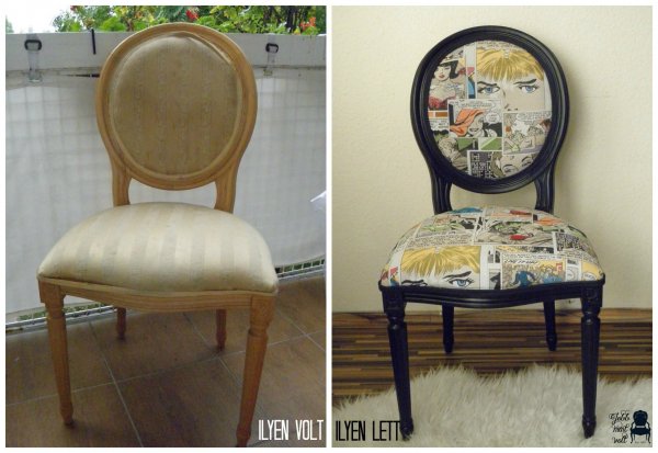 kollázs popart szék before after