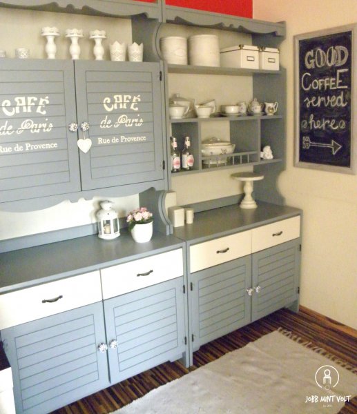 szürke festett tálaló