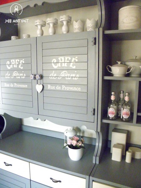 szürke festett tálaló