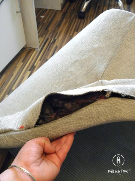 kagyló fotel karfa kitömés